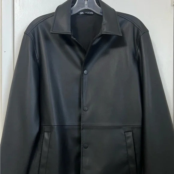 Zara Classic Black Leather Jacket - Picture 7 of 8